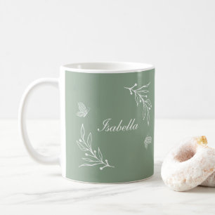 Romantisches elegantes Salbeigrün floral  Kaffeetasse