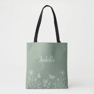 Romantisches elegantes Salbeigrün floral  Tasche