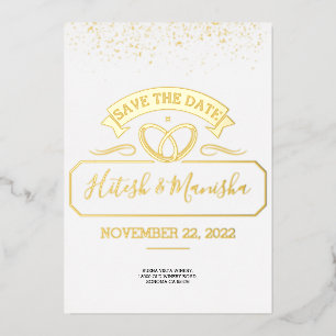 Romantisches Emblem Logo Hochzeit Gold Foil Einlad Folieneinladung