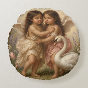 romantisches Engel-Wurfkissen Kinderzimmer-Deko Rundes Kissen