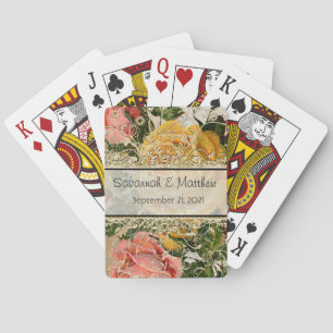 Romantisches Erbstück Vintage-Blumen-Roségold Spielkarten