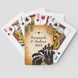 Romantisches Erbstück Vintage Goldene Rose Schwarz Spielkarten