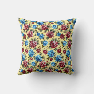 Romantisches Farbintensives Vintage Blumenmuster Kissen