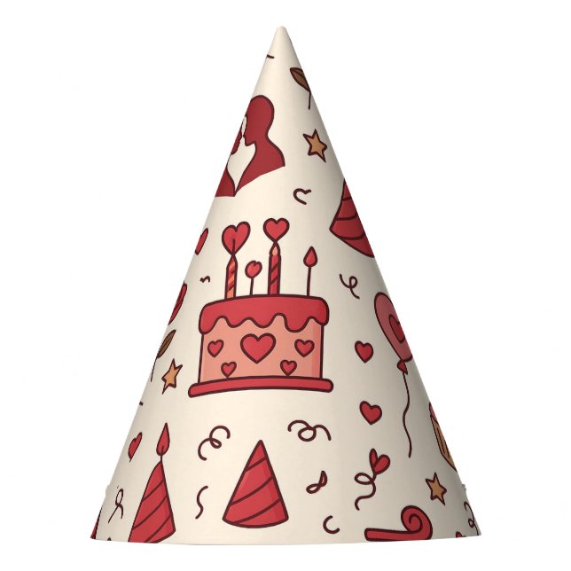 Romantisches Feier-Doodle-Muster Partyhütchen (Vorderseite)