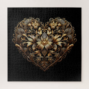 Romantisches Filigran-Goldherz. Valentinstag Liebe