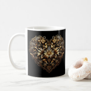 Romantisches Filigran-Goldherz. Valentinstag Liebe Kaffeetasse