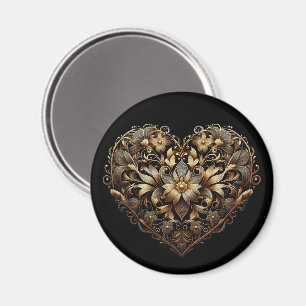 Romantisches filigranes goldenes Herz. Valentinsta Magnet