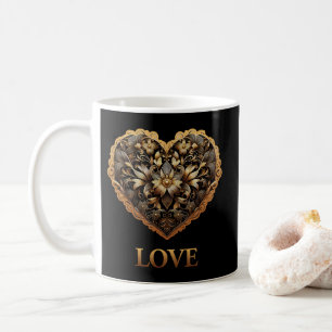Romantisches filigranes Goldherz mit Liebe Kaffeetasse