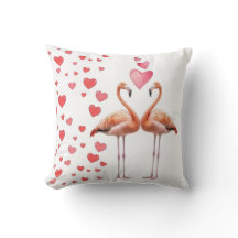 Romantisches Flamingo-Paar mit rosa Herz-Liebesdek