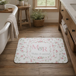 Romantisches florales Monogramm Vintage Cottagec Badematte