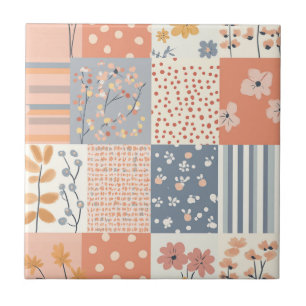 Romantisches florales Patchwork in Rosé und Elfenb Fliese