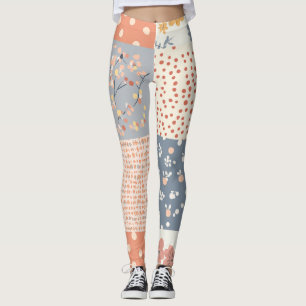 Romantisches florales Patchwork in Rosé und Elfenb Leggings