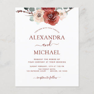 Romantisches Foto Burgund Eukalyptus Wedding Flyer