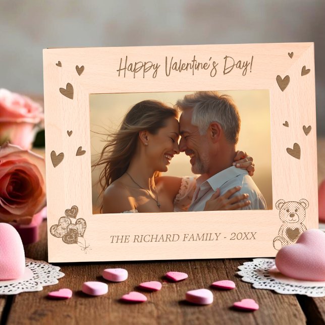Romantisches Foto mit Herz und Bär Geätzte Rahmen (Romantic photo with Heart and Bear Engraved Frames)