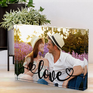 Romantisches Foto mit Liebe und Herzkalligrafie