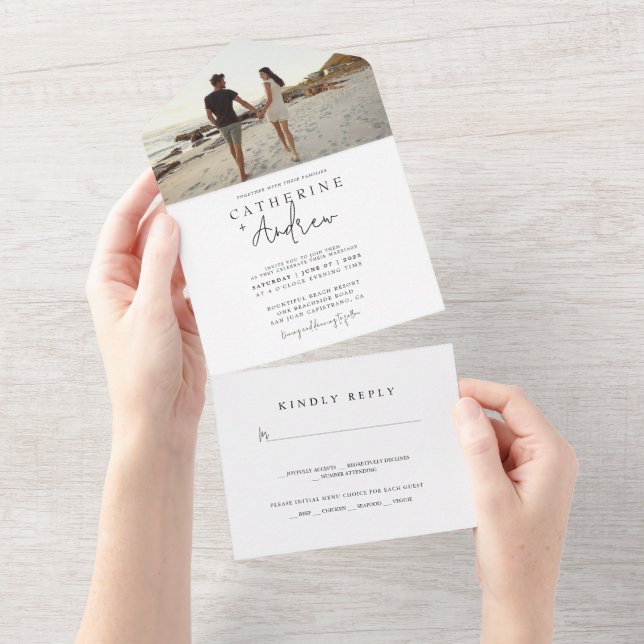 Romantisches Foto Moderne Hochzeit All In One Einladung (Abreißen)