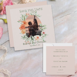 Romantisches Foto "Simple Coral Peach Cream Floral Save The Date