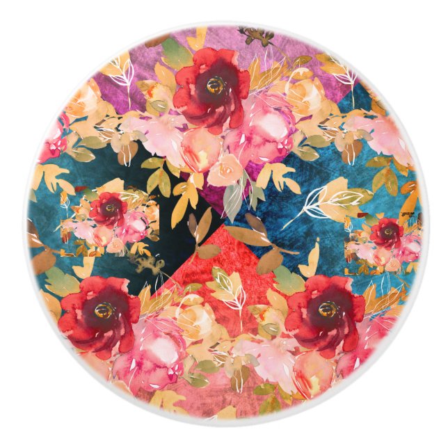 Romantisches Französisch Vintag Florals Keramikknauf (Vorderseite)