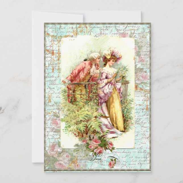 Romantisches französisches Brautparty Einladung (Vorderseite)