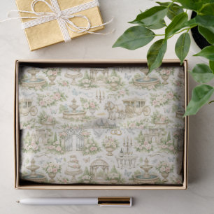 Romantisches französisches Gartenhochzeit-Aquarell Seidenpapier