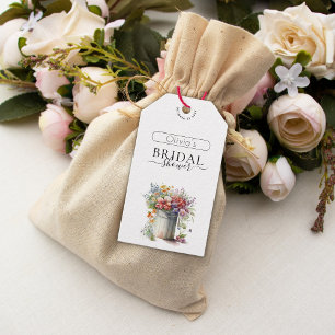Romantisches Frühlingsblumen Vase Brautparty Geschenkanhänger