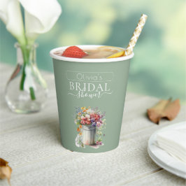 Romantisches Frühlingsblumen Vase Brautparty Pappbecher