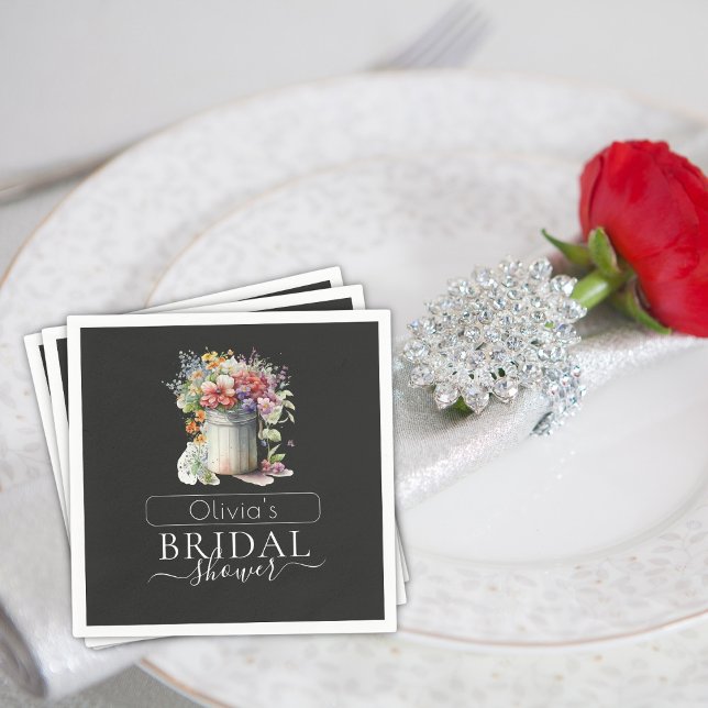 Romantisches Frühlingsblumen Vase Brautparty Serviette (Von Creator hochgeladen)