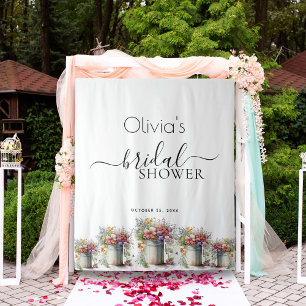 Romantisches Frühlingsblumen Vase Brautparty Wandteppich