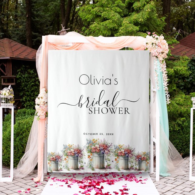 Romantisches Frühlingsblumen Vase Brautparty Wandteppich (Von Creator hochgeladen)