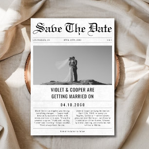 Romantisches Fun Foto Einzigartige Hochzeitzeitung Save The Date