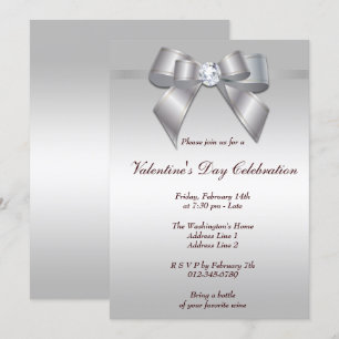 Romantisches Gem Bow & Ribbon Valentine's Day Part Einladung