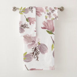 Romantisches Geschenk für ihre Aquarellmuster-Blum Badhandtuch Set