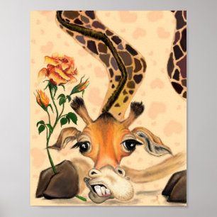 Romantisches Giraffen-mit-Rose-Poster-Gemälde Poster