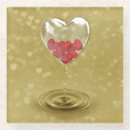 Romantisches Glasherzendesign Glasuntersetzer