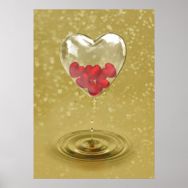 Romantisches Glasherzendesign Poster