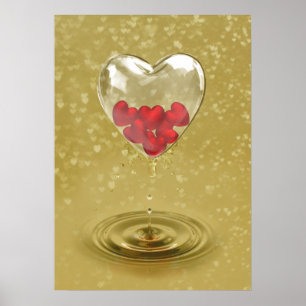 Romantisches Glasherzendesign Poster