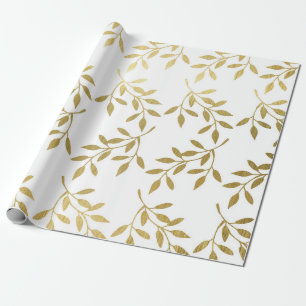 Romantisches Gold-Botanik-Blatt-Hochzeits-Geschenk Geschenkpapier