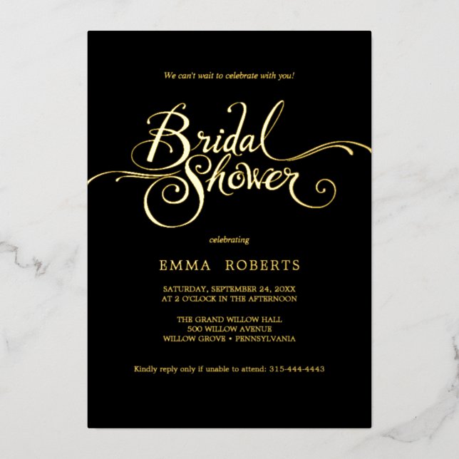 Romantisches Gold Foil & Emerald Brautparty Folieneinladung (Vorderseite)