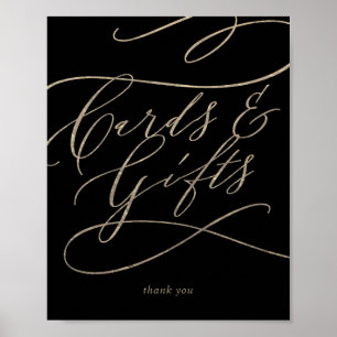 Romantisches Gold Kalligrafie Schwarze Karten & Ge Poster