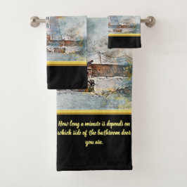 Romantisches Gold mit antikem nautischen Leuchttur Badhandtuch Set