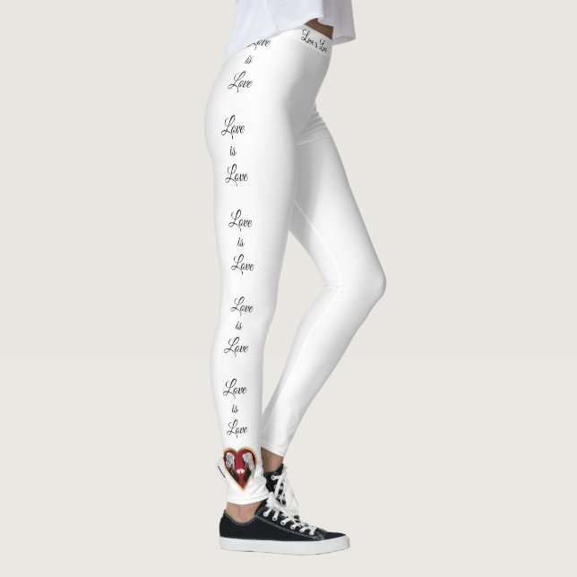 Romantisches Gold & Rotes Herz, das L in LGBTQ Leggings (Rechts)