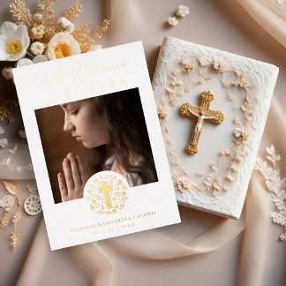 Romantisches Goldenes Blumenkraut Foto Folieneinladung