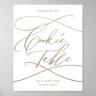 Romantisches goldenes Kalligrafie-Keks-Tischschild Poster