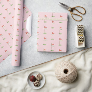 Romantisches Golf "Ich will" Golf-Hochzeits-Rosa Geschenkpapier