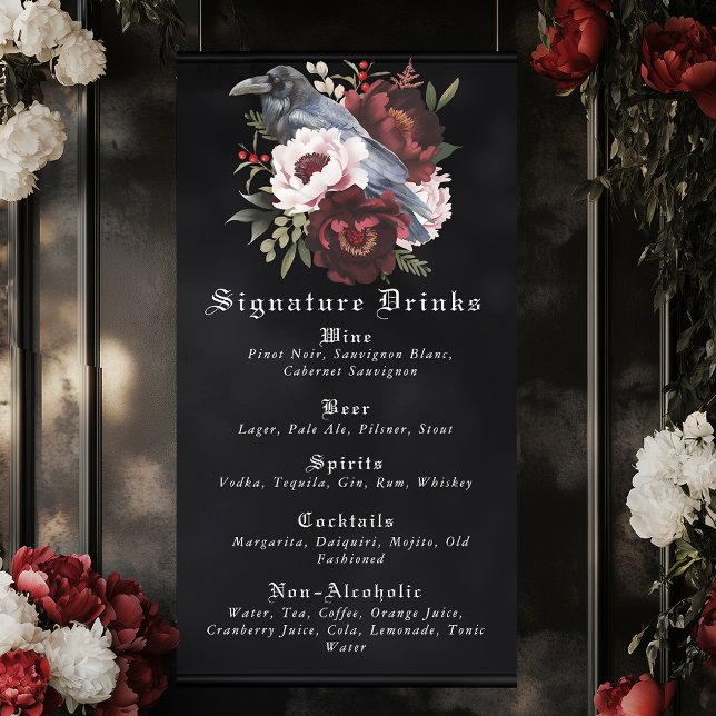 Romantisches Gotisches Raven Wedding Drinks Bar Me Banner (Von Creator hochgeladen)