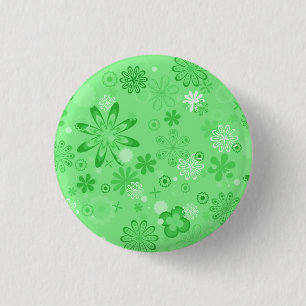 Romantisches grünes Blumenmuster Button