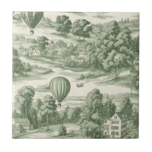 Romantisches grünes Landtoile-Ballonmuster Fliese