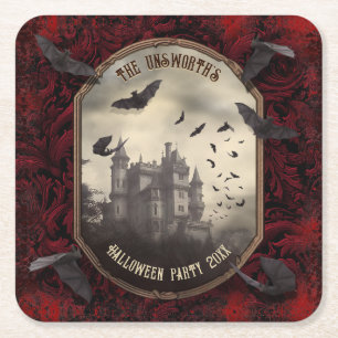 Romantisches Halloween-Party Dracula Vampire Castl Rechteckiger Pappuntersetzer