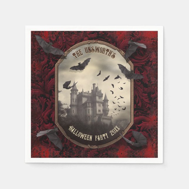 Romantisches Halloween-Party Dracula Vampire Castl Serviette (Vorderseite)