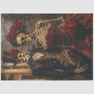 Romantisches Halloween Skeleton Couple Decoupage Seidenpapier